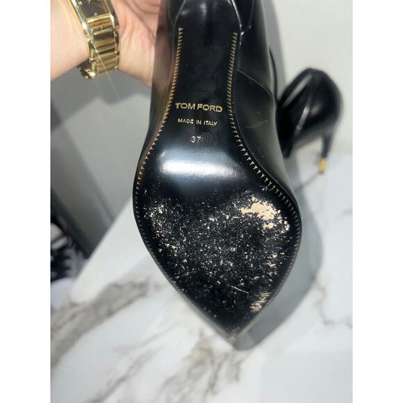 Tom Ford Black Glossy Padlock Pumps Size 37 - Picture 8 of 8